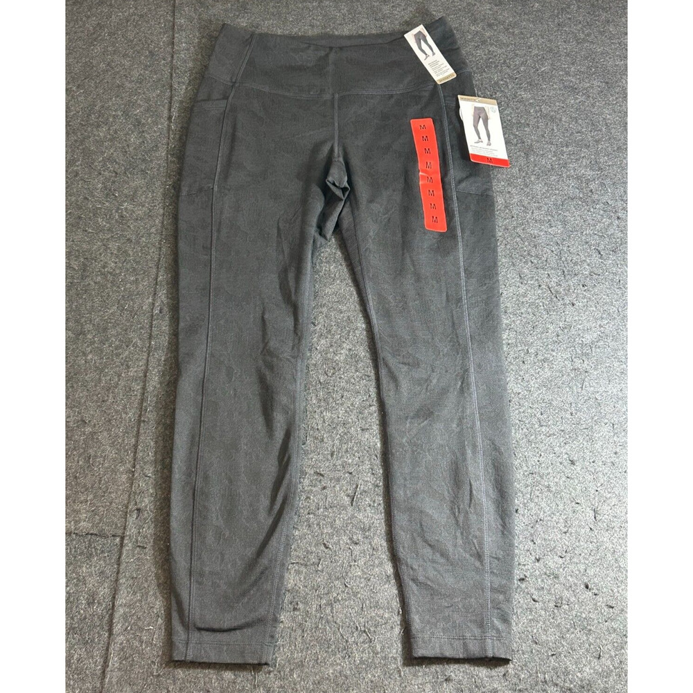 Mondetta Woman's Brushed Jacquard High Waist Pockets Legging Black Size Medium